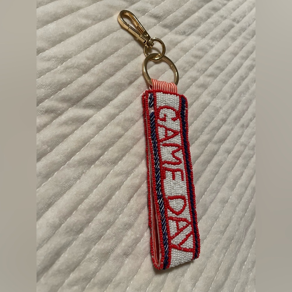 Anthropologie Red White Blue Beaded Key Wristlet - Picture 3 of 3
